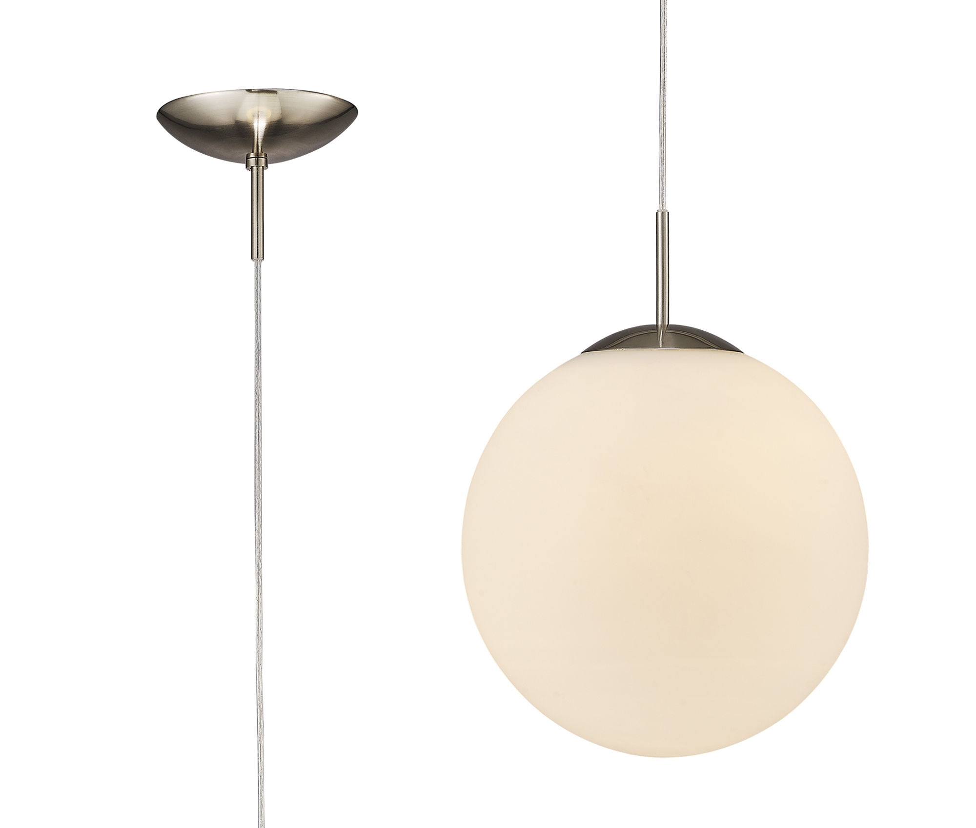 D0123  Miranda 30cm Glass Pendant 1 Light Satin Nickel